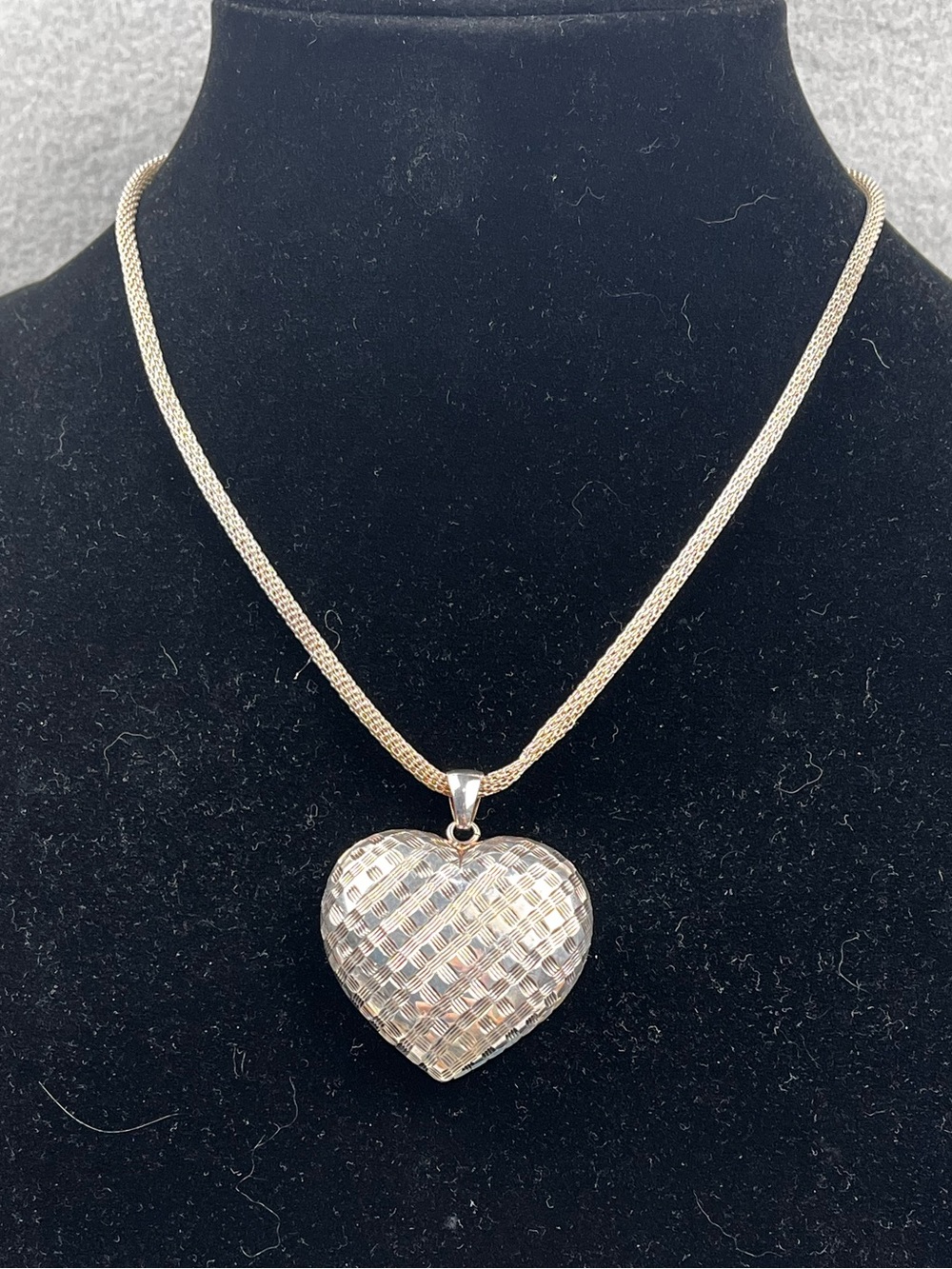 STERLING SILVER DESIGNER MILOR ITALY 18” NECKLACE ITALY PUFF HEART-925